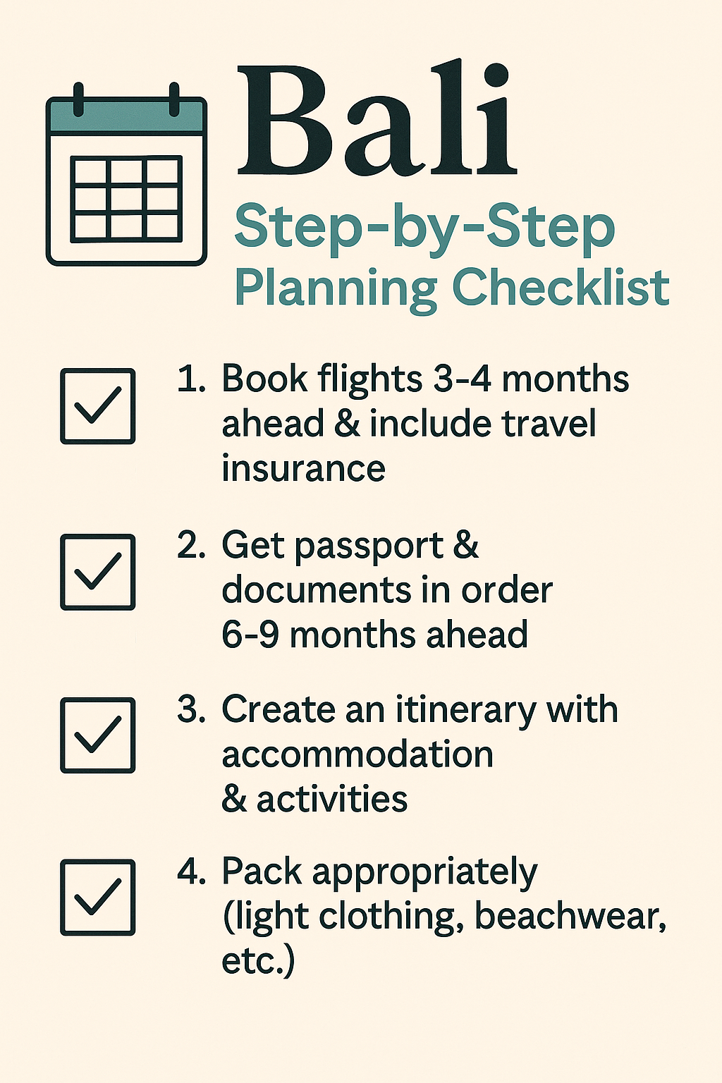 Bali Packing Checklist