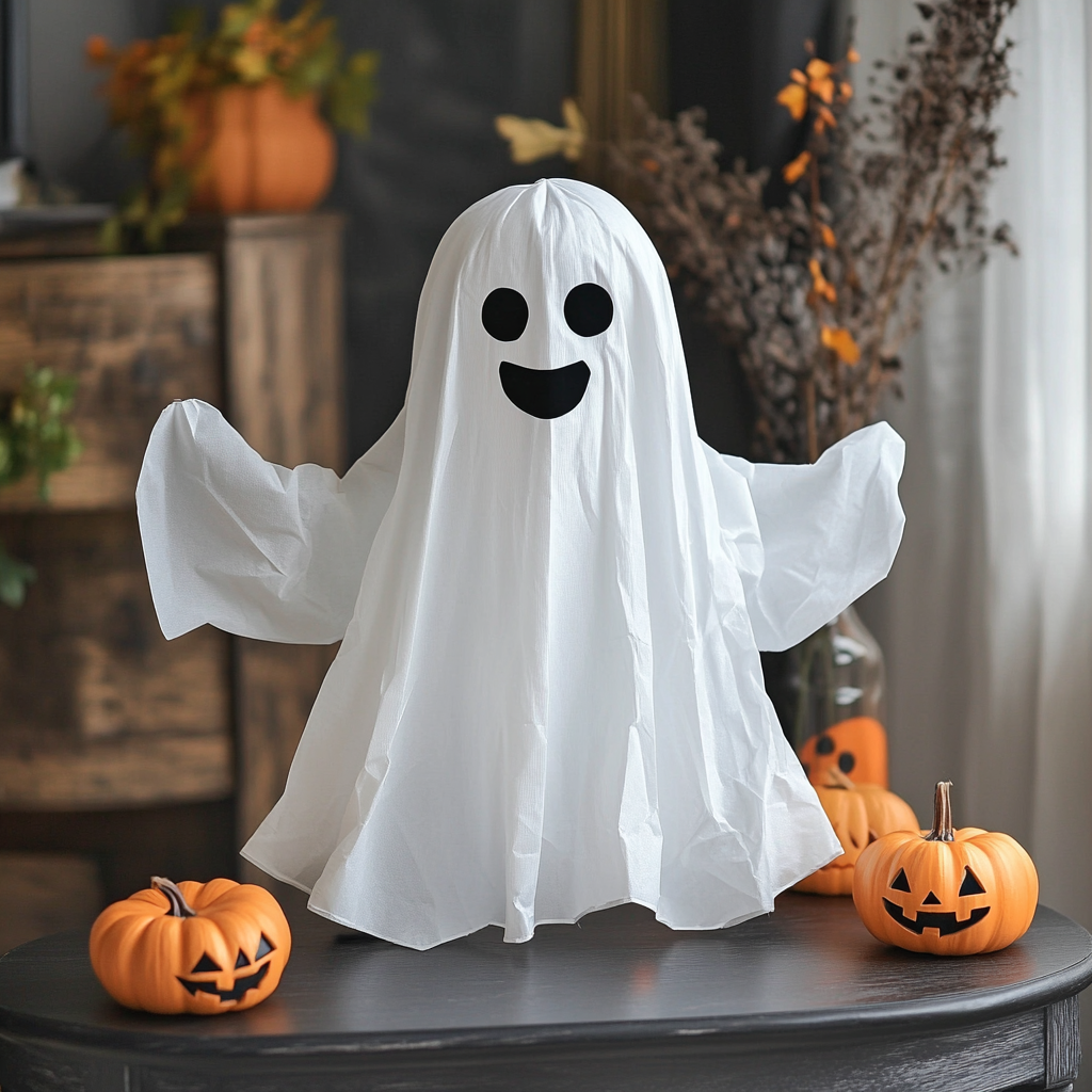 diy halloween ghost made with your kids at home for a halloween party